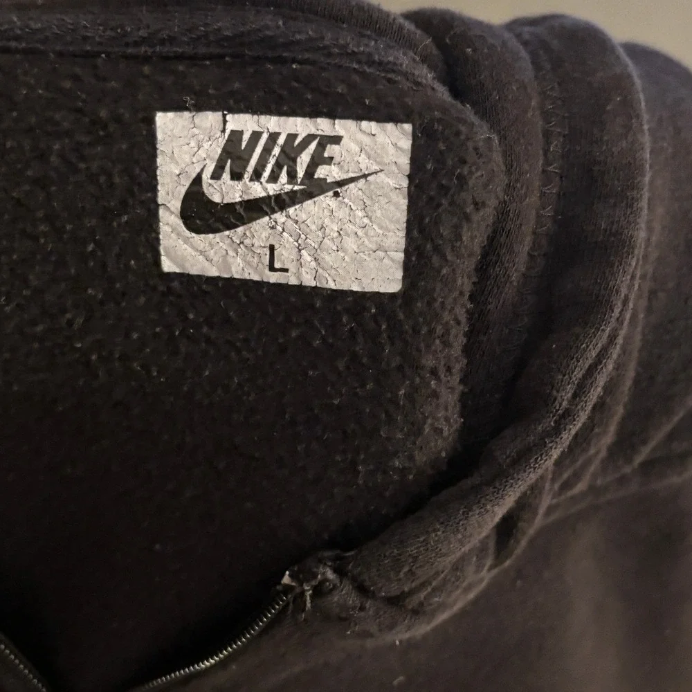 VTG 90's Nike Mens Full Zip Hoodie Black Red Logo Sportswear Fleece Size YL